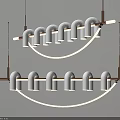 Elegant Modern Chandelier With Curved Metal Frame And Multiple White Shades