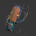 Vibrant Colorful Beetle Displaying Blue Orange Green Iridescent Shell against Dark Background