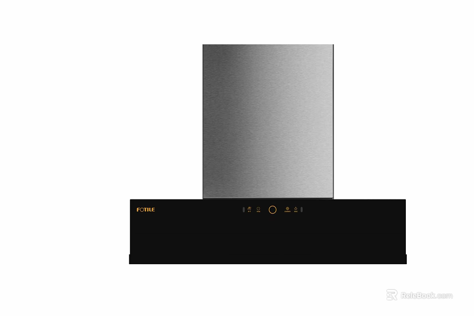 Sleek Black Kitchen Range Hood With Stainless Steel Finish And Control Panel 3d model 