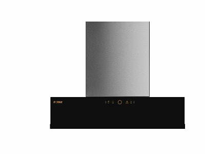 Sleek Black Kitchen Range Hood With Stainless Steel Finish And Control Panel 3d model