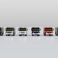 Colorful Utility Vehicles Lineup With Various Service Truck Hues
