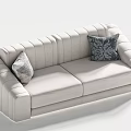 Double sofa minimalist double sofa pillow 3d model