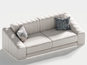 Double sofa minimalist double sofa pillow 3d model