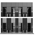 Modern Elevators With Black And Silver Panels And Glass Doors Design 3d model