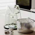 Modern Decorative Accessory Set with Glass Container Metal Ice Bucket and Ice Cubes Home Decor