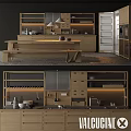 Modern Wooden Kitchen Cabinets With Island Open Shelves Drawers And Utensils