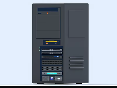 Modern Desktop Computer Case With Front USB Ports Cooling Vents And LED Indicators 3d model