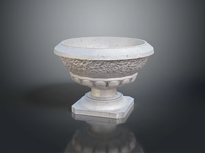 Decorative Stone Planter With Carved Patterns For Indoor Outdoor Green Plants 3d model