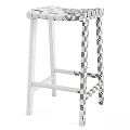 Natural Wooden Bar Stools With Woven Seats And Sturdy Wooden Legs