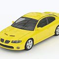 Yellow Two Door Car With Black Windows And Silver Wheels 3d model