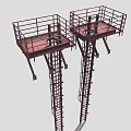 Durable Dual Industrial Metal Platforms with Safety Railings and Ladder Structures