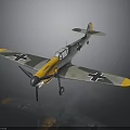 WWII German Fighter Model With Yellow Green Gray Color Cross Markings Propeller And Landing Gear
