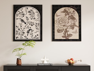 Ancient Style Decorative Painting Hanging Painting 3d model