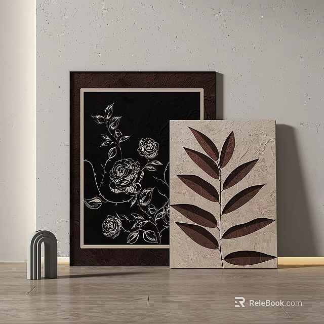 Abstract Wall Art With Floral And Leaf Patterns For Home Decor 3d model