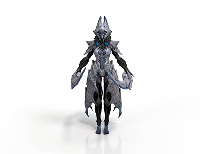 Fantasy Warrior Character With Mythical Creature Features And Spiked Armor Design 3d model