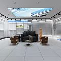 Modern Clothing Store Interior With White Tiled Floor Display Racks And Seating Area