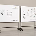 Functional Whiteboards With Handwritten Notes Charts Photos On Stands With Wheels 3d model
