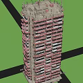 Residential Building Under Construction With Scaffolding Steel Structures Balconies And Window Frames 3d model