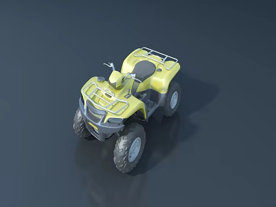 Yellow All Terrain Vehicle With Four Large Wheels And Modern Exterior Design 3d model