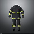 Professional Firefighter Protective Suit in Gray with Bright Yellow Reflective Stripes