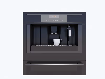 Sleek Modern Black Coffee Machine With Built in Cup And Digital Display Panel 3d model