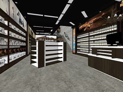 Modern Supermarket Department Store Interior With Shelves Products And Checkout Counter 3d model