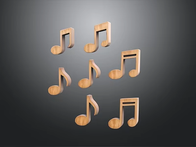 Wooden Music Note Decorative Ornament Set for Home Tabletop Decoration 3d model