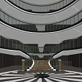 Modern Front Desk Reception Area With Glass Railings And Staircase Design