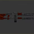 Detailed Design Of Military Machine Guns With Red Components And Wheels