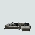 Modern Light Gray Sectional Sofa With Decorative Pillows And Side Table 3d model