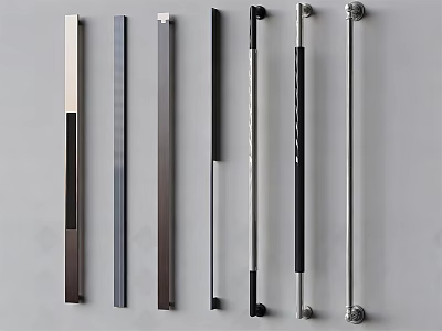Various Modern Metal Door Handles With Different Colors And Sleek Designs 3d model