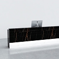 Simple black white marble reception desk computer 3d model