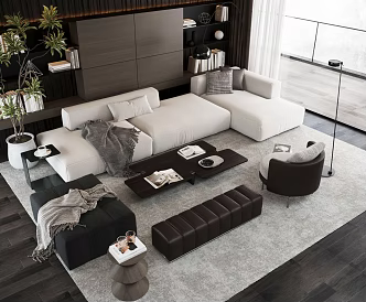 Modern Light Luxury Home Living Room 3d model