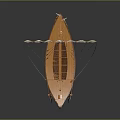 Ancient Wooden Sailing Boat Model With Mast And Ropes On