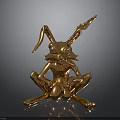 Golden Rabbit Sculpture With Shiny Metallic Finish And Unique Sitting Pose