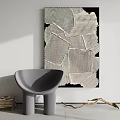 Modern Abstract Painting With Black White Lines And Geometric Shapes On Wall