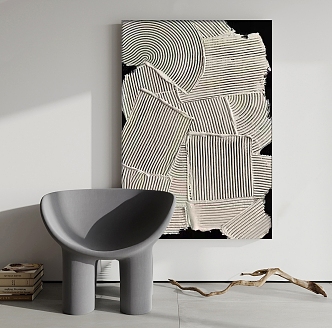 Quiet abstract decorative painting 3d model