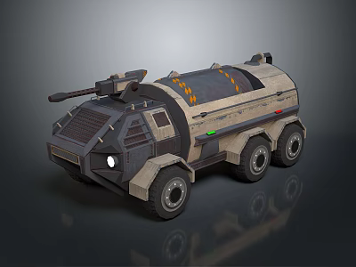 Sand Colored Armored Military Vehicle With Tactical Weapon And Six Wheeled Design 3d model