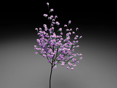 Delicate Purple Small Flowers Plant With Slender Stems And Green Leaves 3d model