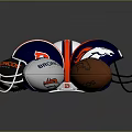 Denver Broncos Football Helmets And Sports Balls Display Collection Set