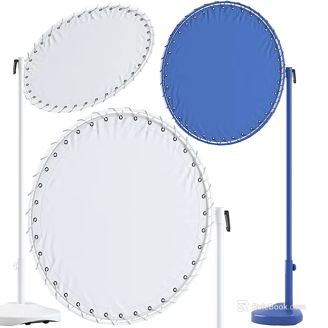 White And Blue Circular Reflectors With Stands And Edge Fasteners 3d model 