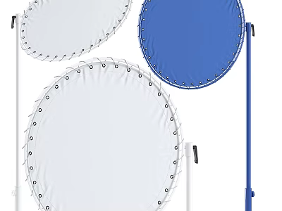 White And Blue Circular Reflectors With Stands And Edge Fasteners 3d model