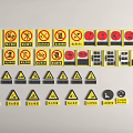 Various Traffic Signs With Warning Prohibition Symbols And Shapes