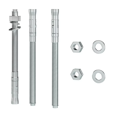 Durable Stainless Steel Threaded Rods With Nuts And Washers Hardware Set 3d model