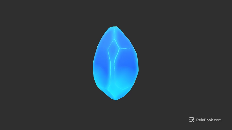 Unique Statement Elegant Glossy Vibrant Blue Teardrop Shaped Cracked Gemstone Jewelry 3d model 