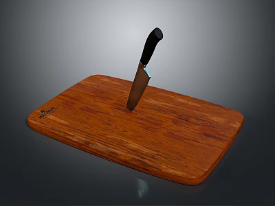 Wooden Cutting Board And Knife For Electric Kitchen Appliances Use 3d model