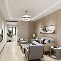 Modern Hotel Public Lounge Area With Cozy Sofa Coffee Table TV And Wooden Wall
