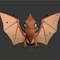 Small Orange Dragon With Large Eyes And Bat Like Wings Cartoon Style Design