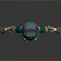 Futuristic Military Character With Helmet Goggles Green Orange Tactical Outfit Standing Pose