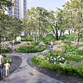 Well Designed Garden Plant Combinations With Colorful Flowers Green Shrubs Tall Trees And Winding Paths